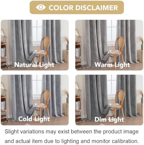 H.VERSAILTEX Velvet 100% Blackout Curtains 55x108 Gray 2 Panels