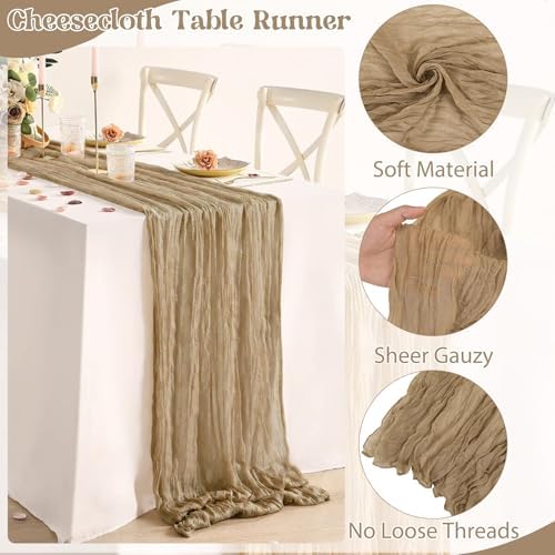 6 Pack 10FT Cheesecloth Table Runner 20 x 120 inch Long Boho Rustic