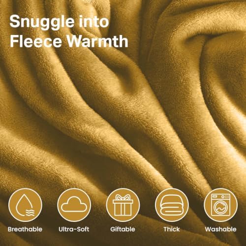 MOONLIGHT20015 King Fleece Blanket 108x90 Guest Bedroom Mustard