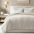 EVERGRACEHOME 100% Cotton Modern Lines Quilt Set King Size, Birch
