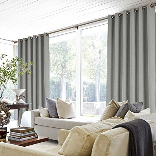 TWOPAGES Liz Linen Grommet Room Darkening Curtains,Rock Grey,52Wx63L
