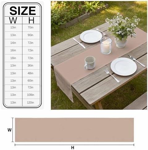 Warm Beige Table Runner 108 Inch Long Dresser Scarves Cotton Linen