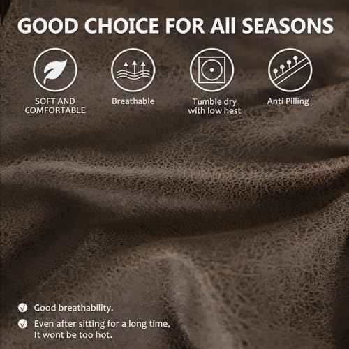 ANARACHON Leather Look Couch Arm Covers, Set of 2, Brown