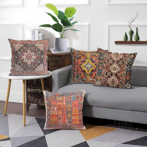 Bohemian Throw Pillow Covers, 20x20 Inch, Set of 4