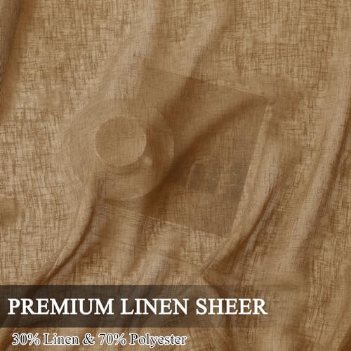 Fcosie Grommet Top Linen Textured Sheer Drape 96 Inches Long for