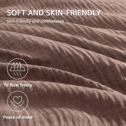 Full Comforter Set - 7 Pieces Solid Bedding Sets Textured Bed in a Bag