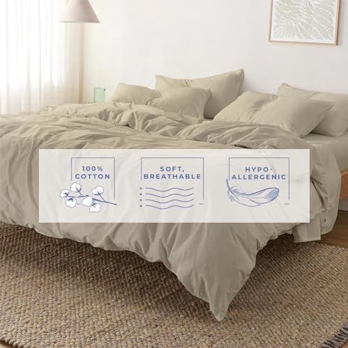 5 Pc Queen/Full Size Duvet Cover 100% Egyptian Cotton with Zipper All