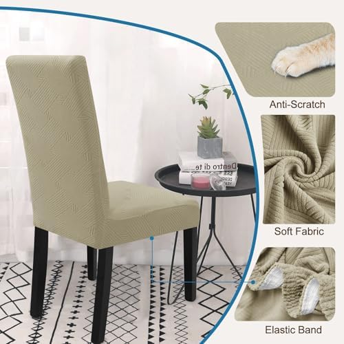Dining Chairs Cover Set of 4,Chair Covers for Kitchen,Khaki