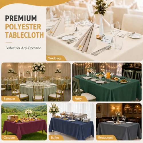 2-Pack 60x120 inch Grey Table Cloths, Solid Stain and Wrinkle