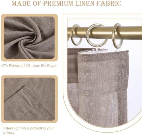 Semi Sheer Rod Pocket Curtains Linen Blend 84W x 96L, 2 Panels