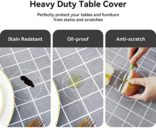 Romanstile Checkered Vinyl Tablecloth, Square 60 x 60, Grey
