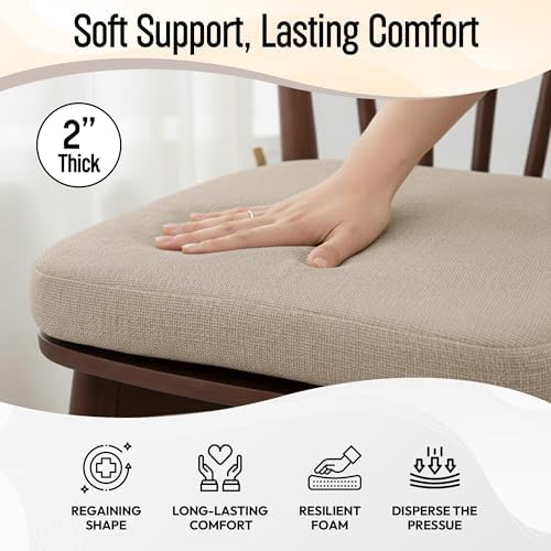 Chair Cushions for Dining Chairs - 17" x 16" x 2" D-Shaped Indoor Seat