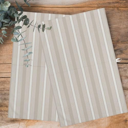 Gray Brown Striped Kitchen Towels Set of 3, Water Absorbent Dish