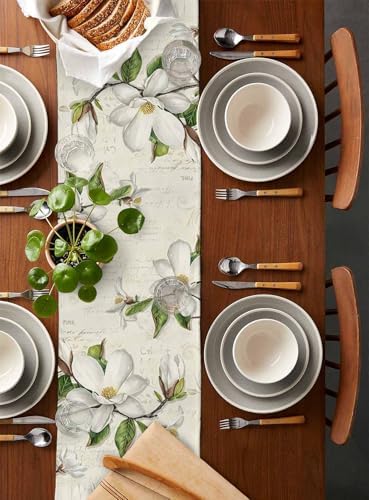 Vintage Floral Spring Table Runners 120 Inches Long, Rustic Botanical