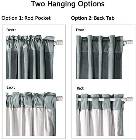 cololeaf Extra Long Blackout Curtains Back Tab and Rod Pocket Velvet