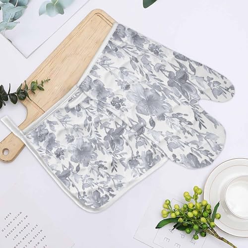 Quilted Cotton Terry Cloth Oven Mitt, Pot Holder Watercolor Gray Grey