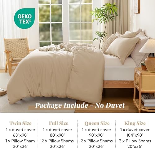 MILDLY Duvet Cover Queen Ultra Soft Comforter Cover Set 3pcs, Khaki