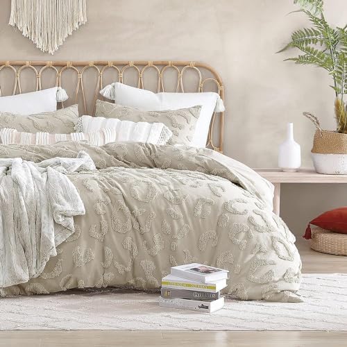 Tufted Duvet Cover California King Size,3 pcs sage Green Cotton Duvet
