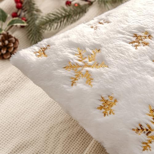 EMEMA Set of 2 Christmas Snowflake Decorative Throw Pillow Covers Soft
