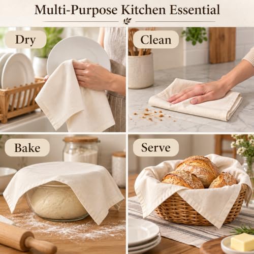Flour Sack Dish Towels, 100% Cotton Dish Towels, Size: 27 x 27 Inches