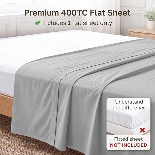 California Design Den Soft 100% Cotton Sateen Full Flat Sheet, Light
