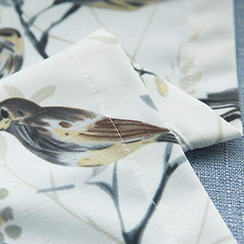 VOGOL Gray Bird Print Linen Textured Curtains, 52 x 63, 1 Panel