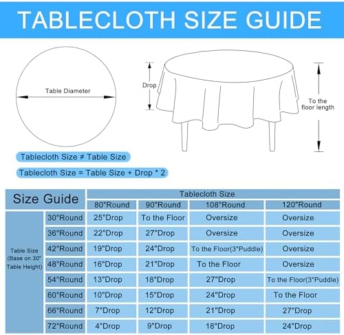 Hiasan Faux Linen Table Cloth 90 Inch Round for Dining Room, Champagne