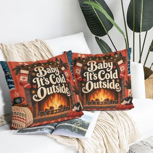 Cabin Plaid Pillow Covers 22x22 Inch Set of 2 Linen for Christmas