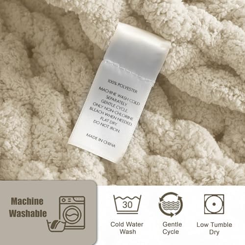 Chunky Knit Throw Blanket 50x60, 100% Handmade Chenille Yarn