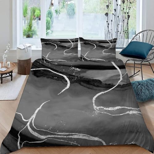 Abstract Gray Duvet Cover Queen Size, Marble Texture Decorative