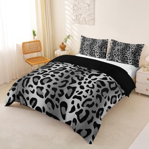 Erosebridal Pale Gray Gradient Leopard King Duvet Cover Ombre Animal