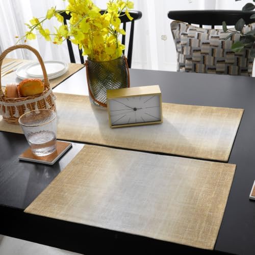 Modern Fabric Texture Table Runner and Placemats Set of 6 Farmhouse
