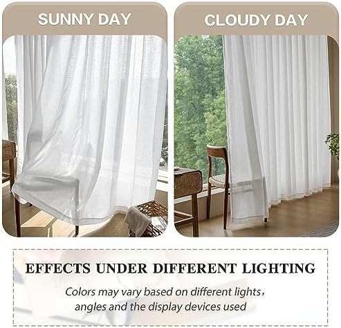 MAIHER Beige White Pinch Pleat Semi Sheer Curtains 120 Inches Long 1