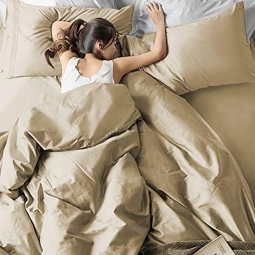 EaseHome Beige Full Size Sheets Set Deep Pocket to 18 inch Mattress