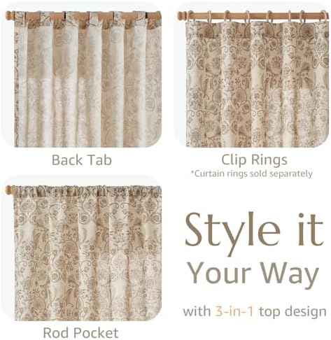 jinchan Linen Floral Curtains for Living Room with Printed Flower