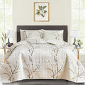 Quilt Set King Size Cream White with Black Branch Bedding Set 88x88