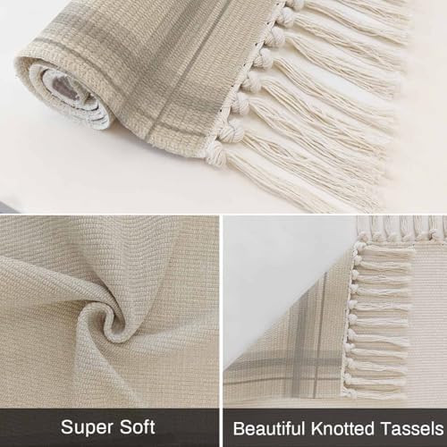 Beige Hallway Runner Rug 2'x5', Modern Minimalist Stripes Art Gray