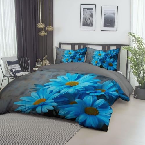 Duvet Cover Print with 2 Pillow Shams Nature Plants Flowers Close-Up