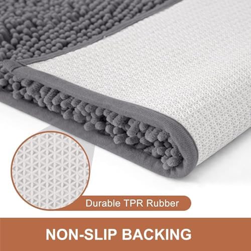 Chenille Bathroom Rugs Sets 2 Piece,Soft Shaggy Bath Rugs,Non-Slip