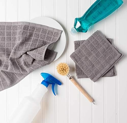 DII Basic Terry Collection Solid Windowpane Dishcloth Set, 12x12