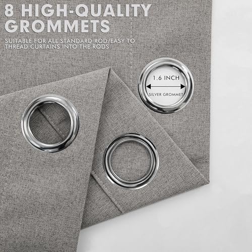 Light Grey Blackout Curtains, 96 Inches Long (2 Panels), 100% Blackout