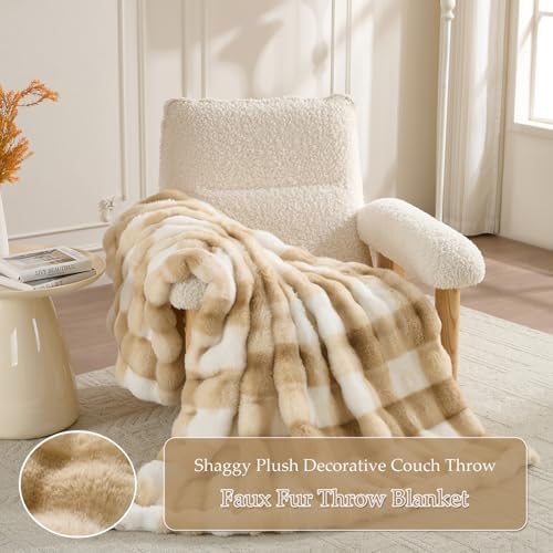 760GSM Faux Rabbit Faux Fur Throw Blanket,Super Thick Warm Bubble