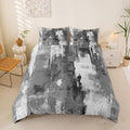 jejeloiu Grey Abstract Duvet Cover Queen Size Modern Art Bedding Set