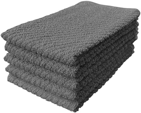 5 Pack, 100% Cotton Ribbed Terry Bar Mop for Kitchen, Highly
