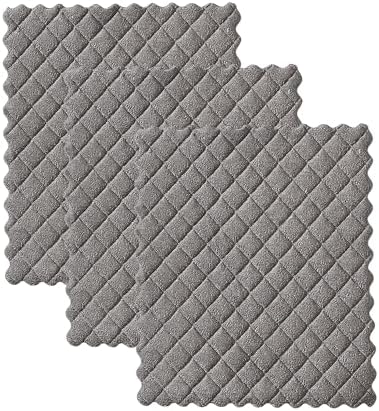 Fox Run Gray Quilted Microfiber Dish Cloths, Set of 3 Reusable Kitchen