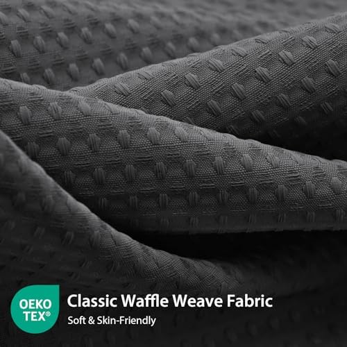Dynamene Scalloped Shower Curtain, Waffle Fabric, 72x72, Charcoal Grey