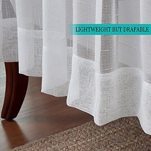 ChadMade Tab Top Sheer Curtain 96 Inch Length Natural Linen Drape for