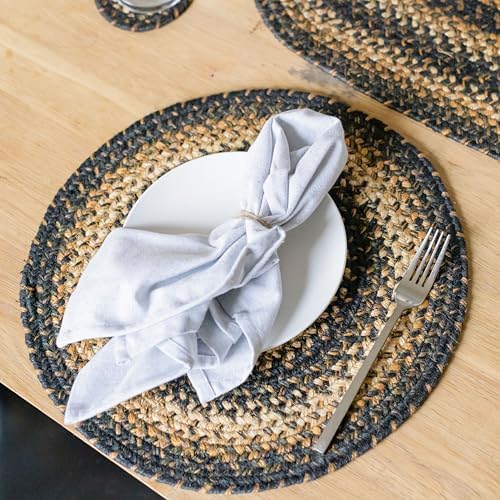 Homespice Kilimanjaro Jute Braided Placemats, Round 15" Set of 2