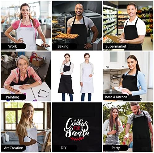 Jubatus 12 Pack 100% Cotton Aprons Bulk with 2 Pockets Cooking Chef