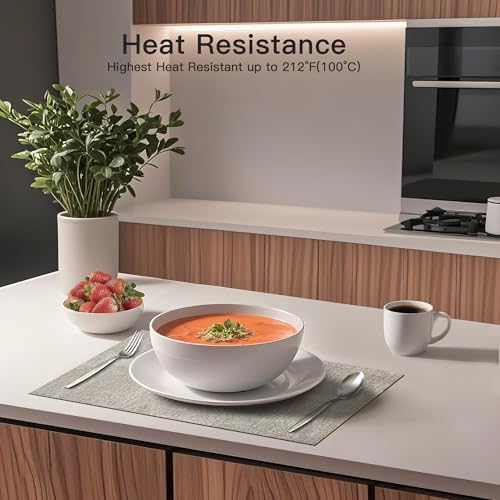 DOLOPL Placemats Set of 8, Reversible Faux Leather Place Mats, Grey